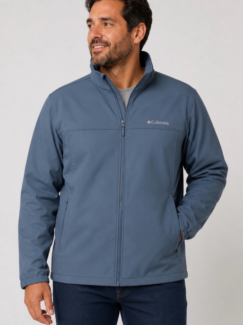 Men's Columbia steel blue fleece lined water resistant full zip jacket SZ XL